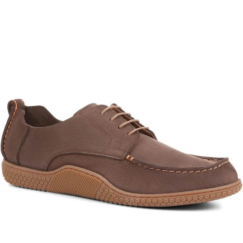 Casual Leather Lace-Up Shoes - META35010 / 322 980 - Brown