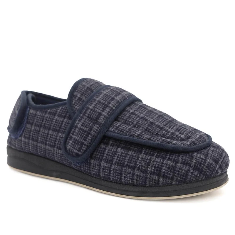 Wide Fit Dual Touch Fasten Slippers - QING40030 / 326 483 - Navy