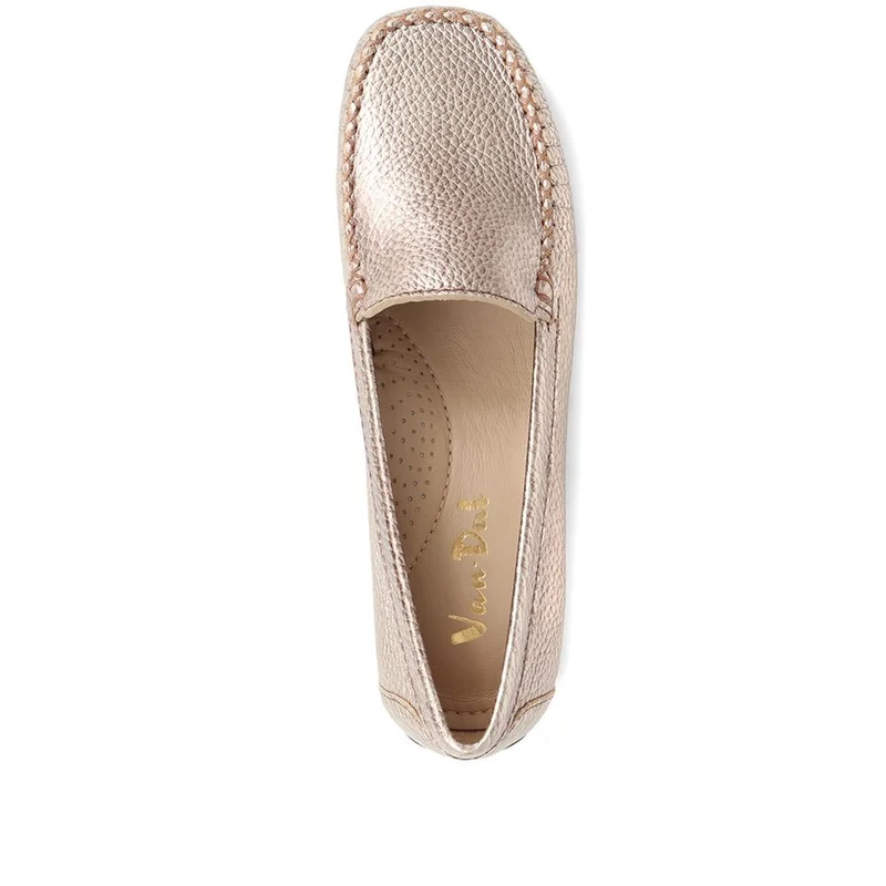 Casual Leather Moccasins - VAN37517 / 323 823 - Gold