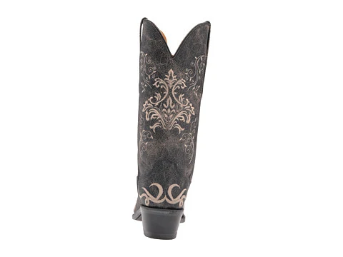 Westernstiefel CowboyStiefel für Damen handgefertigt, aus grauem Leder und weißen Blumen, LF1587E