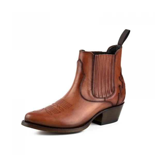 Handgefertigte Damen-Urban-Lederstiefel oder Stiefeletten Orange 2487
