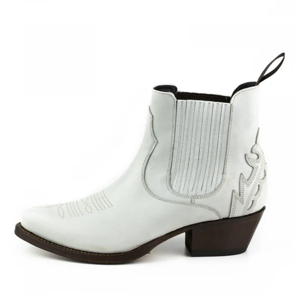 Handgefertigte Damenstiefel oder Stiefeletten aus weißem Urban-Leder 2487