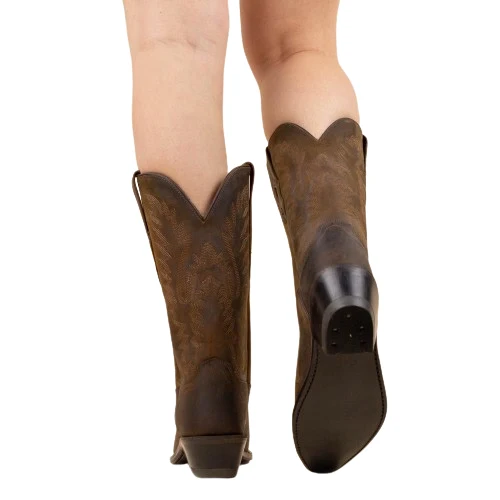Westernstiefel CowboyStiefel für Damen handgefertigt, braunes Leder, LF1511E