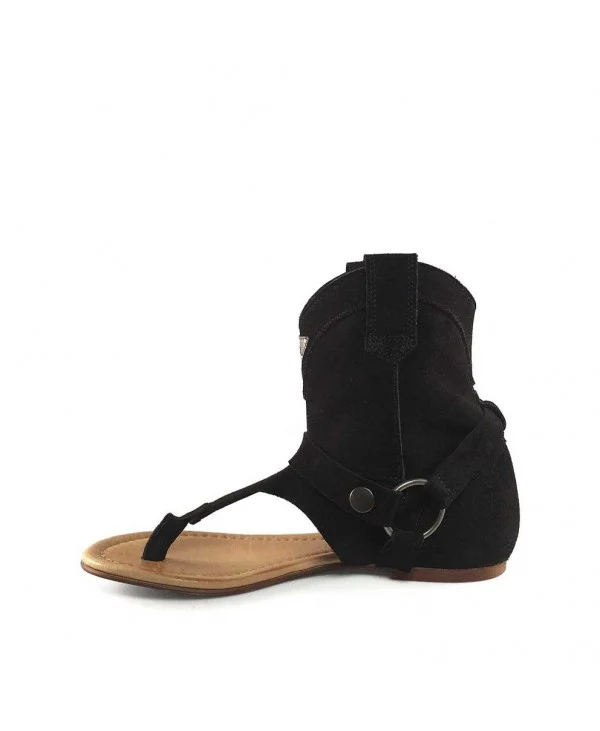 Boho West Schwarze Basic-Damensandalen
