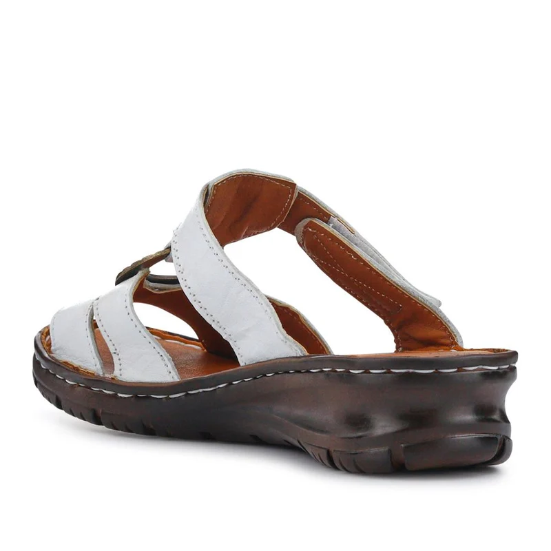 Lightweight Cushioned Leather Mules - HAK41014 / 327 466 - White