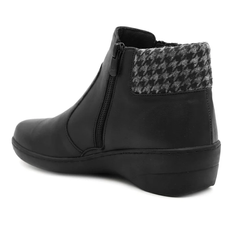 Smart Leather Ankle Boots W/ Soft Knitted Cuff - LUCK44008 / 330 194 - Black