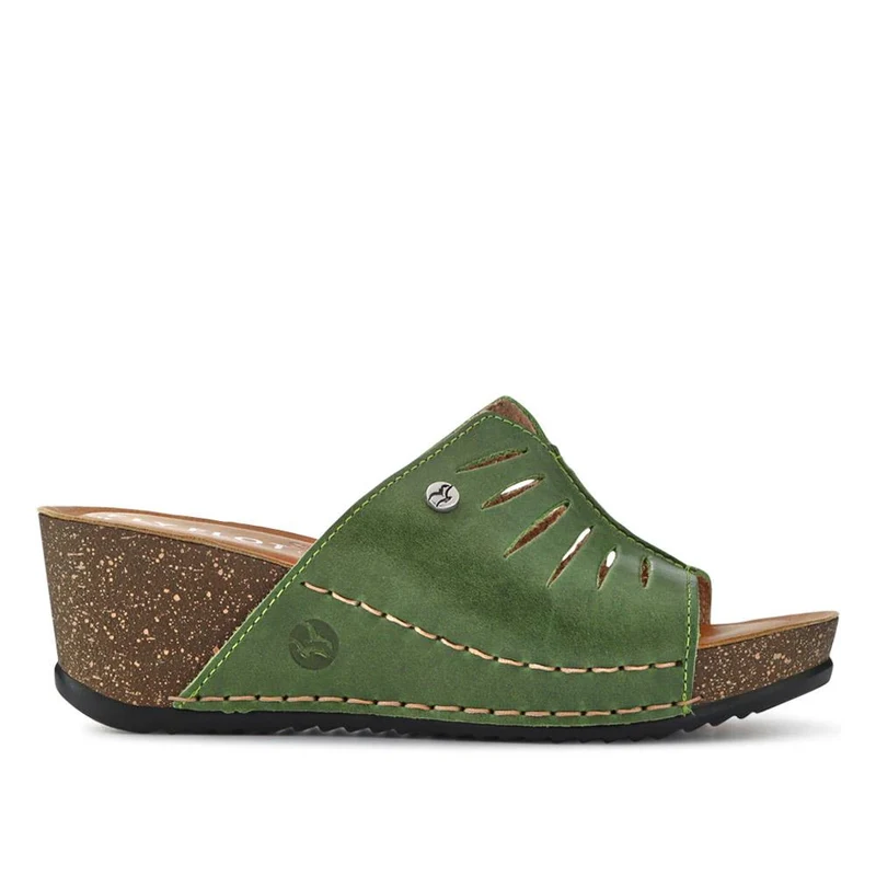 Fly Flot Wedge Heeled Mule Sandals - FLY37057 / 323 225 - Green