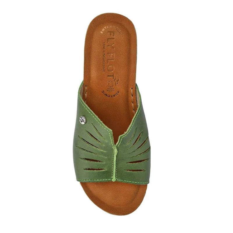 Fly Flot Wedge Heeled Mule Sandals - FLY37057 / 323 225 - Green