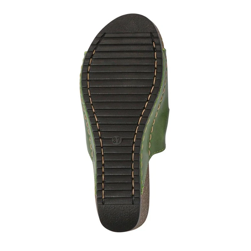 Fly Flot Wedge Heeled Mule Sandals - FLY37057 / 323 225 - Green