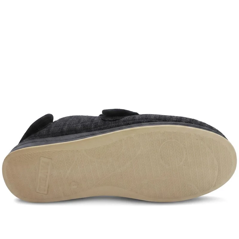 Wide Fit Dual Touch Fasten Slippers - QING40030 / 326 483 - Black