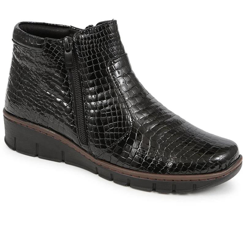 Leather Ankle Boots - LUCK40001 / 326 380 - Black Patent Croc