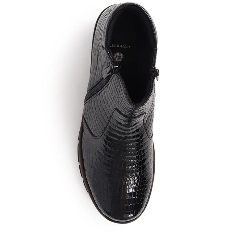 Leather Ankle Boots - LUCK40001 / 326 380 - Black Patent Croc