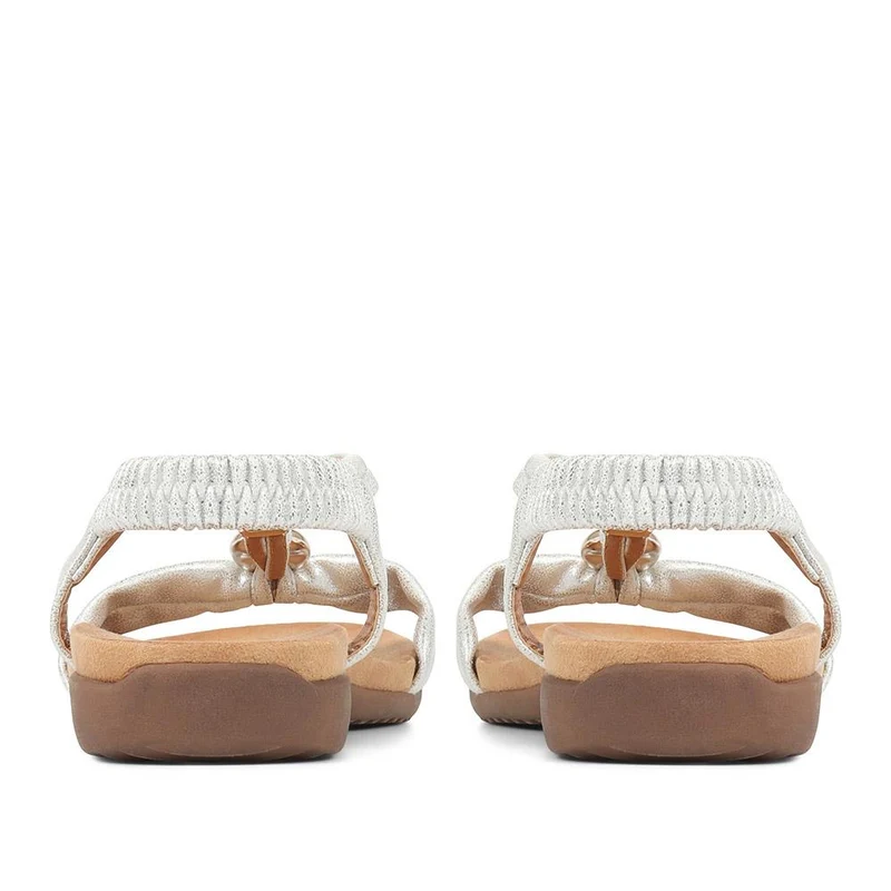 Flat Strappy Sandals - BAIZH29006 / 314 963 - White-Silver