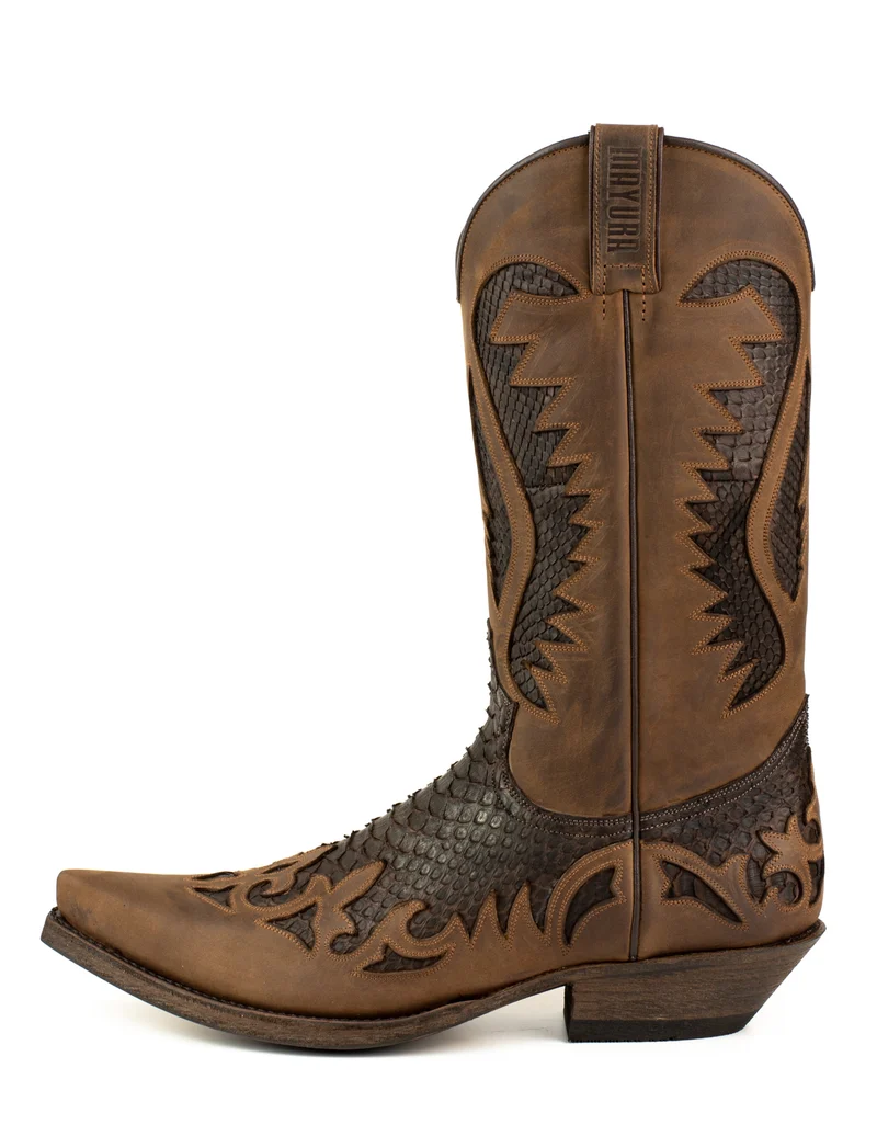 Handgefertigte Westernstiefel CowboyStiefel für Herren aus dunkelbraunem geöltem Leder 2567 Texanas