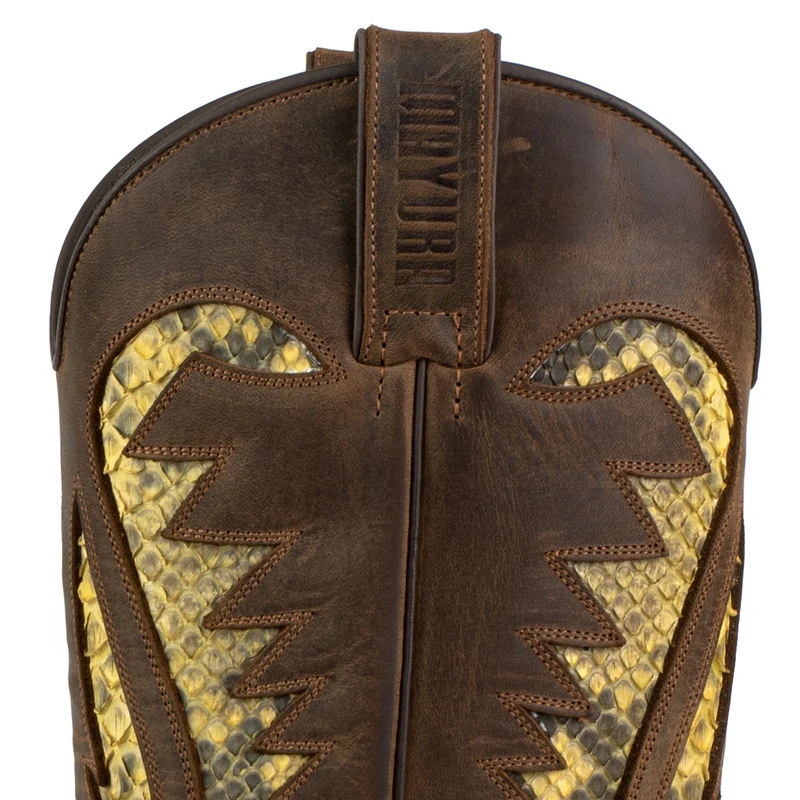 Handgefertigte Westernstiefel CowboyStiefel für Herren aus braunem und gelbem geöltem Leder 2567 Texanas