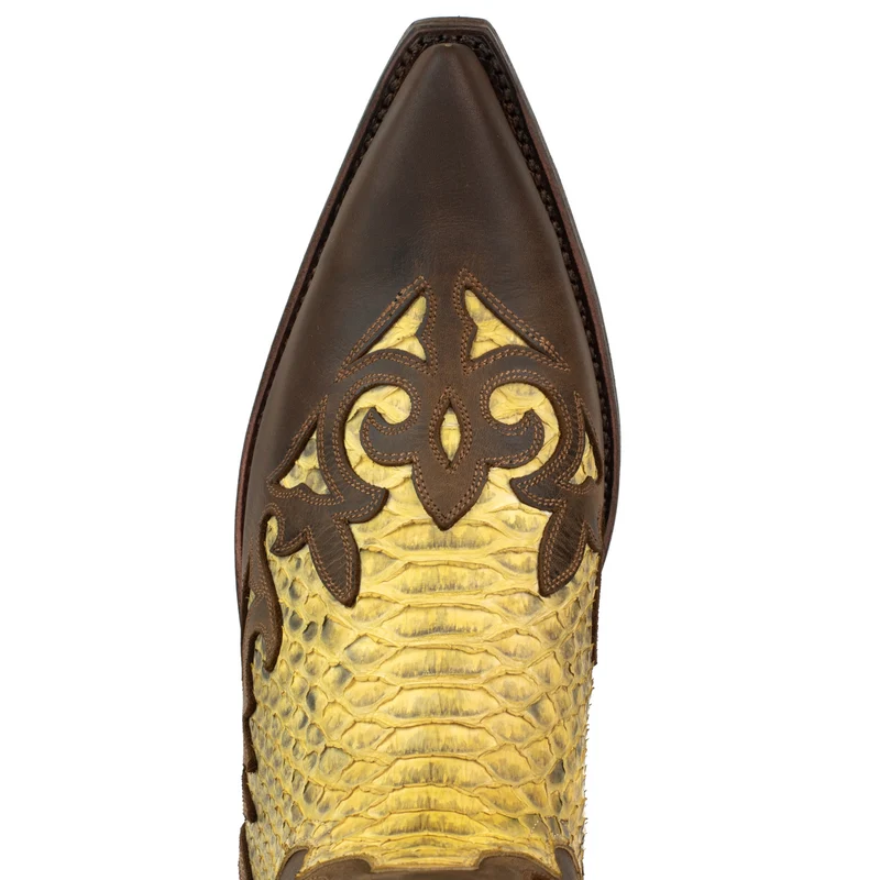 Handgefertigte Westernstiefel CowboyStiefel für Herren aus braunem und gelbem geöltem Leder 2567 Texanas