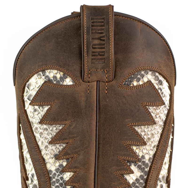 Handgefertigte Westernstiefel CowboyStiefel für Herren aus braunem und weißem geöltem Leder 2567 Texanas