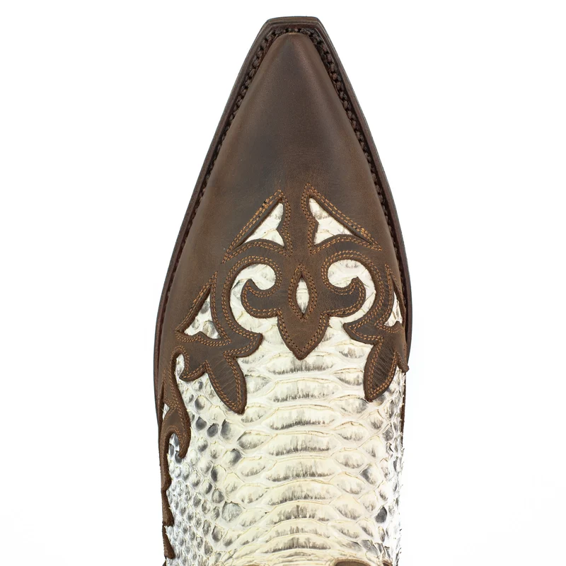 Handgefertigte Westernstiefel CowboyStiefel für Herren aus braunem und weißem geöltem Leder 2567 Texanas