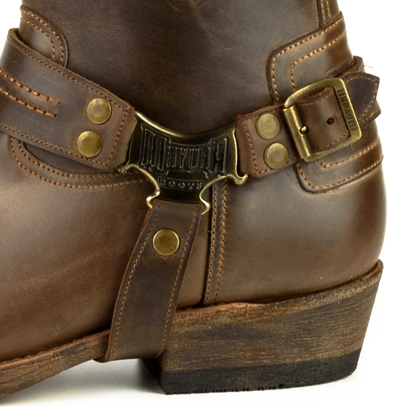 Herren Biker Moto und Motard Boots 005 Handgefertigtes braunes Leder