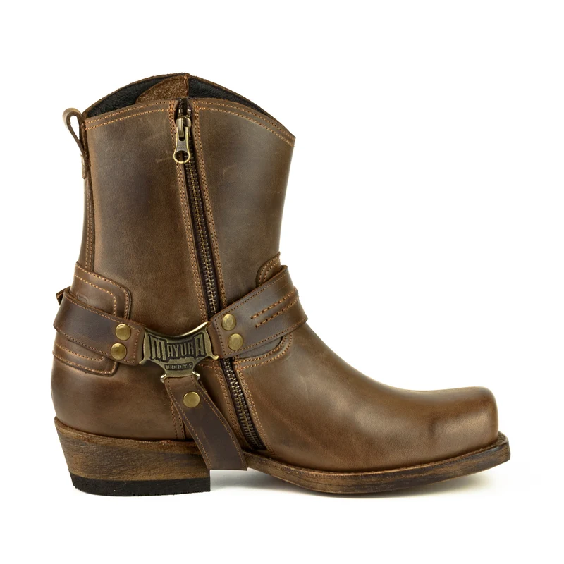 Herren Biker Moto und Motard Boots 005 Handgefertigtes braunes Leder