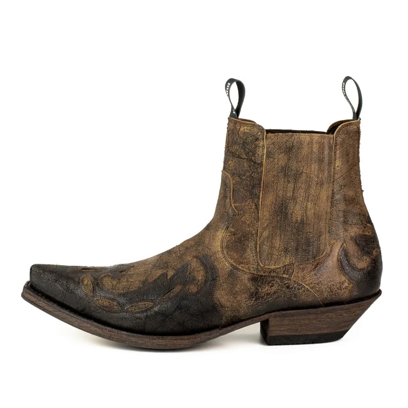 Handgefertigte Herren-Cowboystiefel oder Stiefeletten aus braunem und schwarzem Leder Country und Western 1931