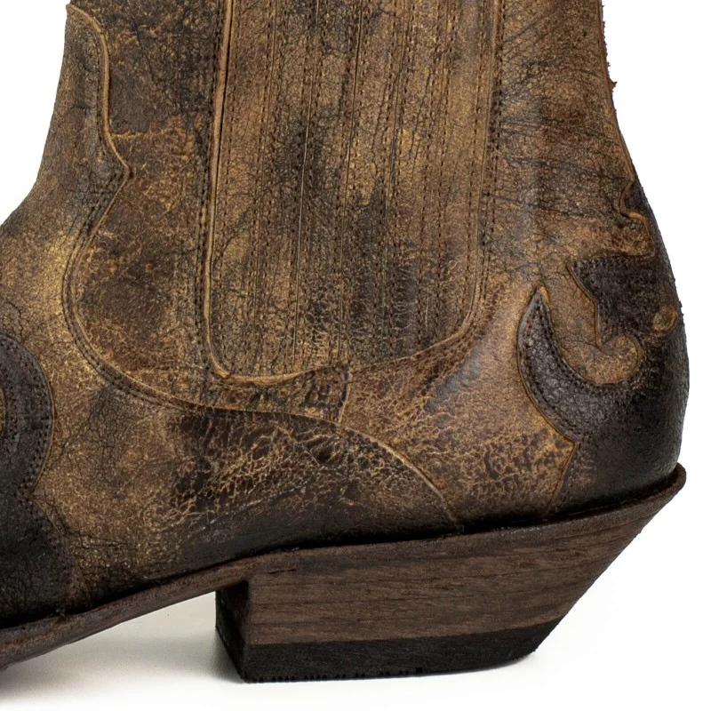 Handgefertigte Herren-Cowboystiefel oder Stiefeletten aus braunem und schwarzem Leder Country und Western 1931