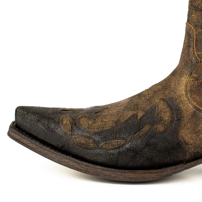 Handgefertigte Herren-Cowboystiefel oder Stiefeletten aus braunem und schwarzem Leder Country und Western 1931