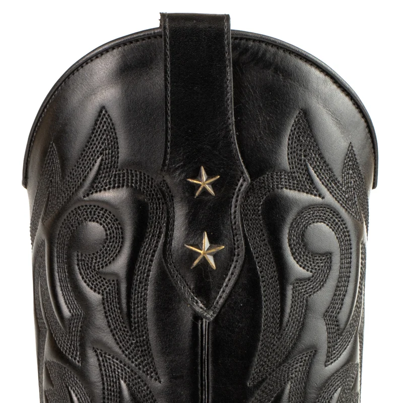 Westernstiefel CowboyStiefel für Damen handgefertigt, aus schwarzem Leder, 2524