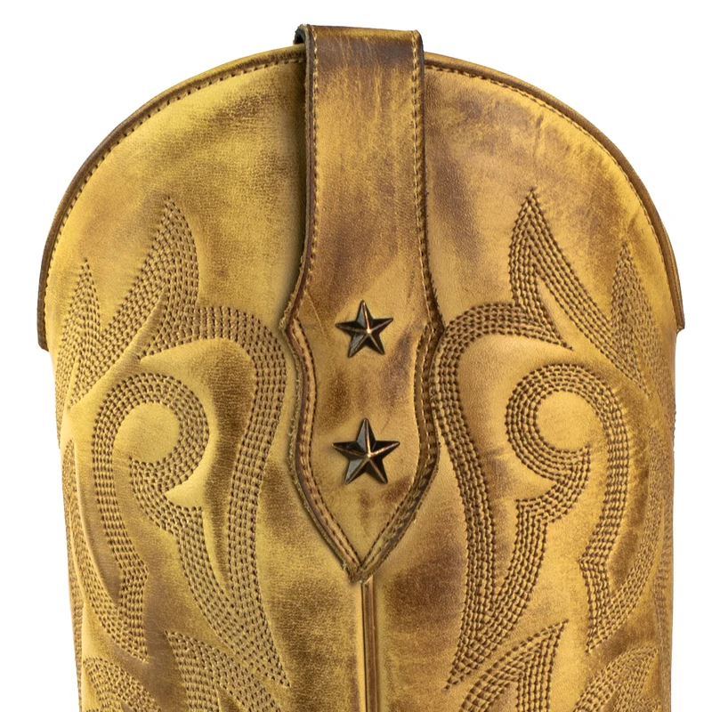 Handgefertigte Westernstiefel CowboyStiefel für Damen aus gelbem Leder 2524