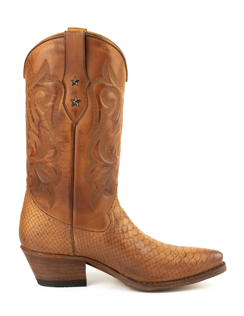 Westernstiefel CowboyStiefel für Damen handgefertigt, braunes Leder, 2524