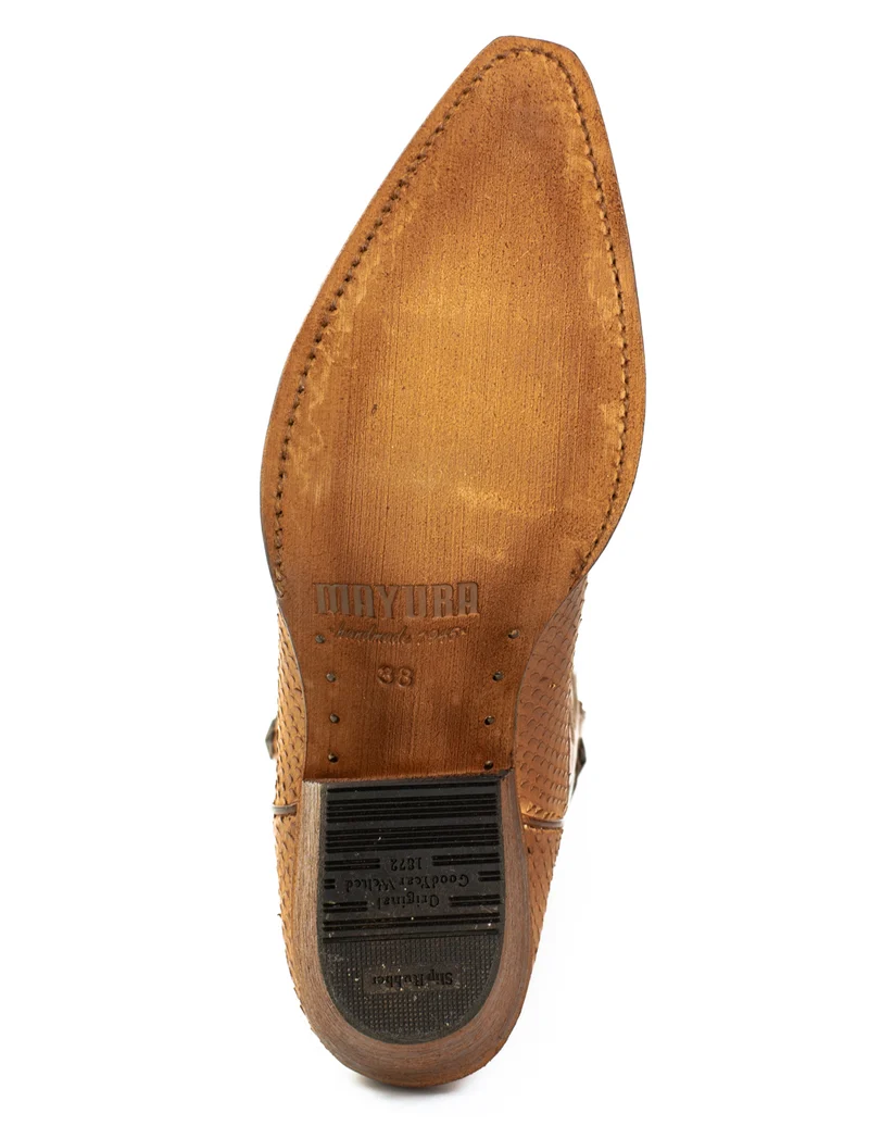 Westernstiefel CowboyStiefel für Damen handgefertigt, braunes Leder, 2524