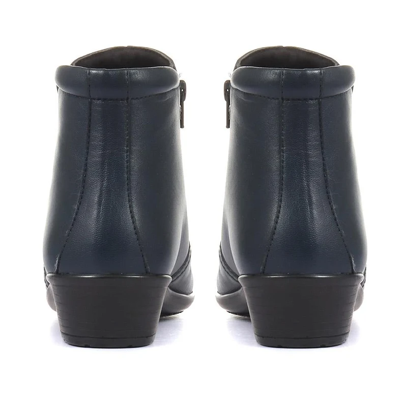 Leather Ladies Ankle Boots - HSKEMP1811 / 146 311 - Navy
