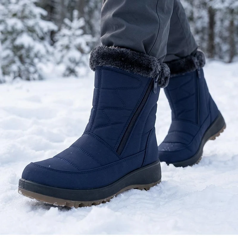 Warm Lined Twin Zip Weather Boots - ACADE42000 / 328 503 - Navy