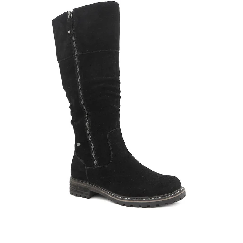 Suede Leather Wide Calf Fit Boots - SHINN44000 / 329 799 - Black
