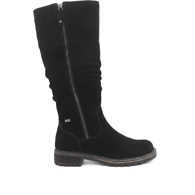 Suede Leather Wide Calf Fit Boots - SHINN44000 / 329 799 - Black