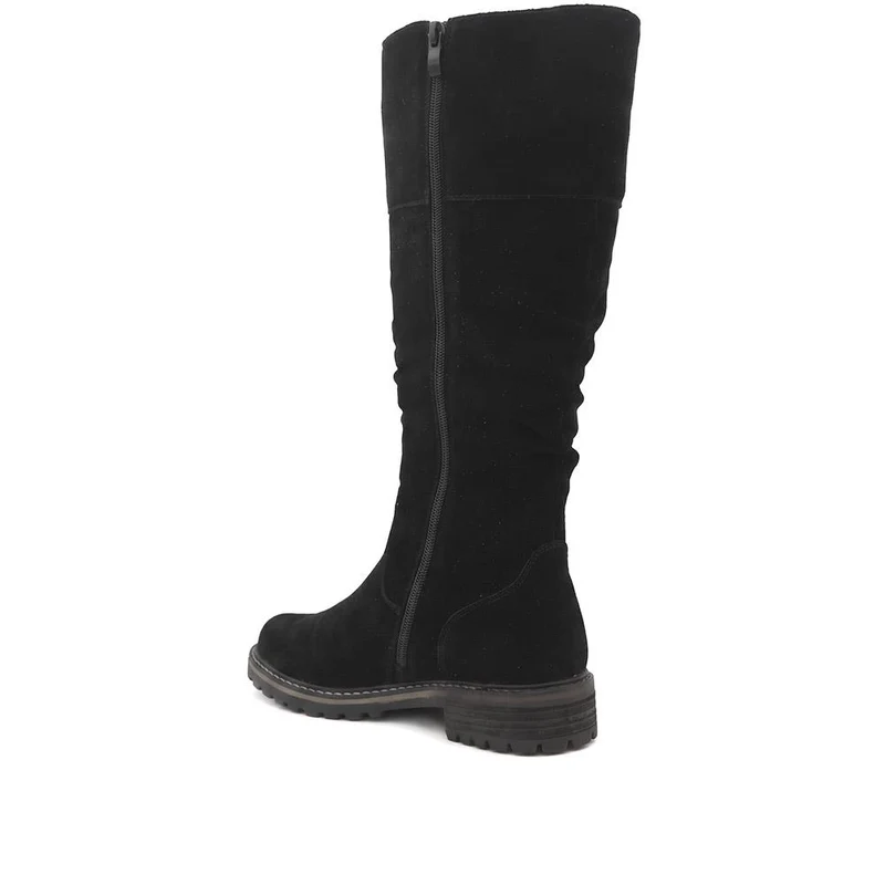 Suede Leather Wide Calf Fit Boots - SHINN44000 / 329 799 - Black