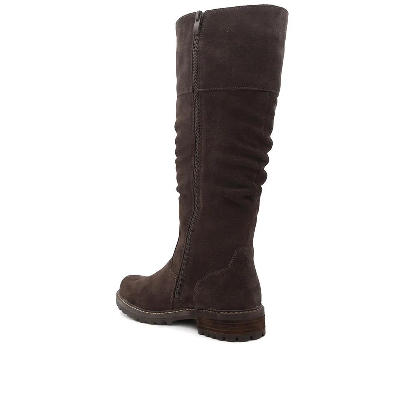 Suede Leather Wide Calf Fit Boots - SHINN44000 / 329 799 - Dark Brown