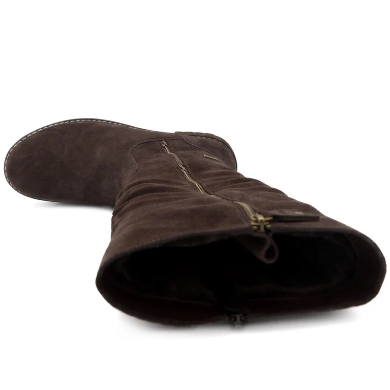 Suede Leather Wide Calf Fit Boots - SHINN44000 / 329 799 - Dark Brown