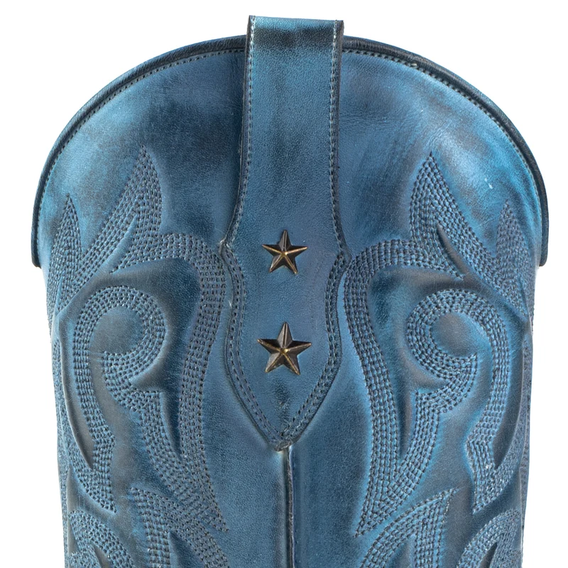 Westernstiefel CowboyStiefel für Damen handgefertigt, blaues Leder, 2524