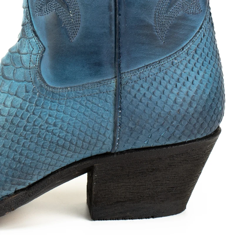 Westernstiefel CowboyStiefel für Damen handgefertigt, blaues Leder, 2524