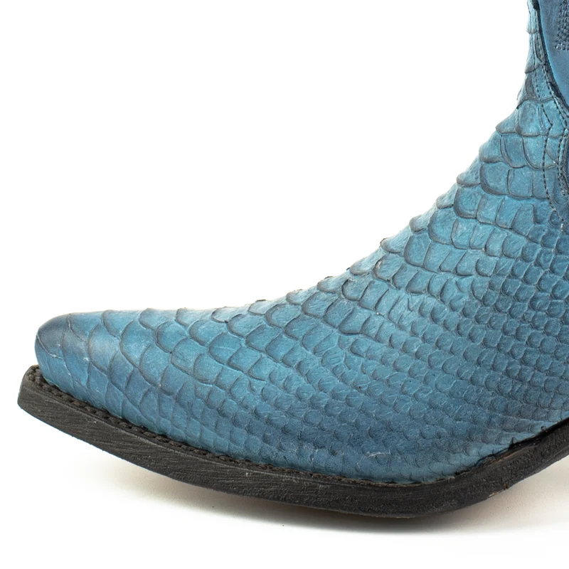 Westernstiefel CowboyStiefel für Damen handgefertigt, blaues Leder, 2524