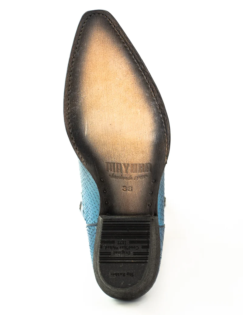 Westernstiefel CowboyStiefel für Damen handgefertigt, blaues Leder, 2524