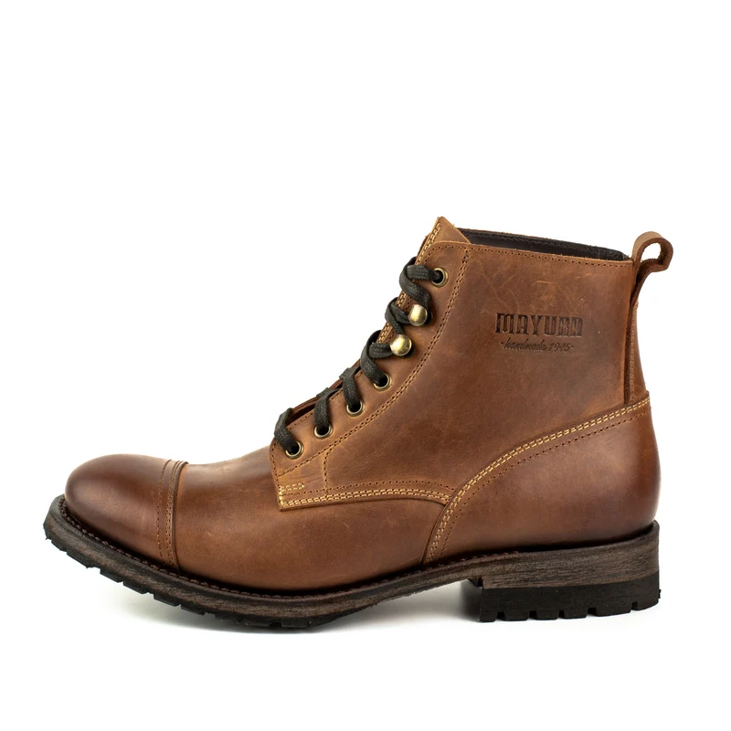 Handgefertigte urbane Schnürstiefel aus braunem Leder für Herren 2478