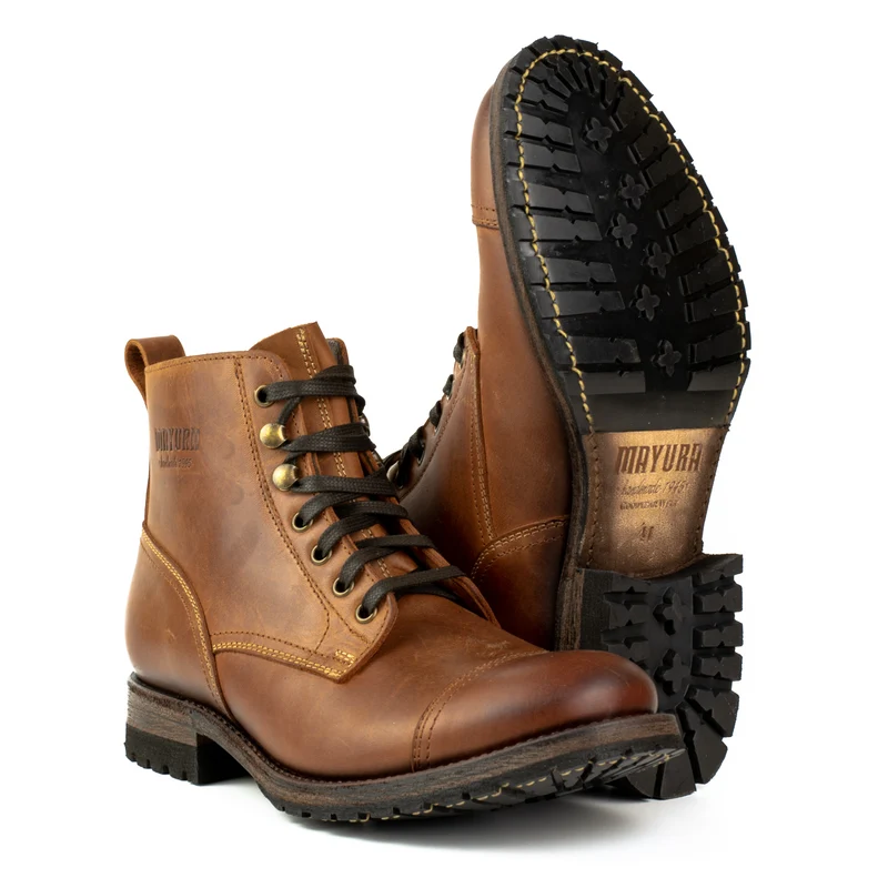 Handgefertigte urbane Schnürstiefel aus braunem Leder für Herren 2478