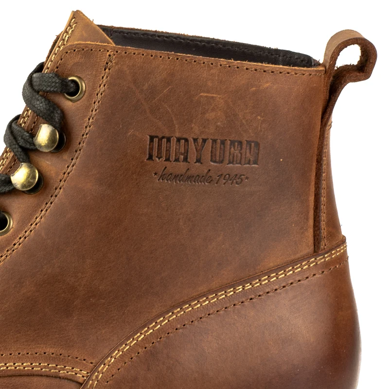 Handgefertigte urbane Schnürstiefel aus braunem Leder für Herren 2478