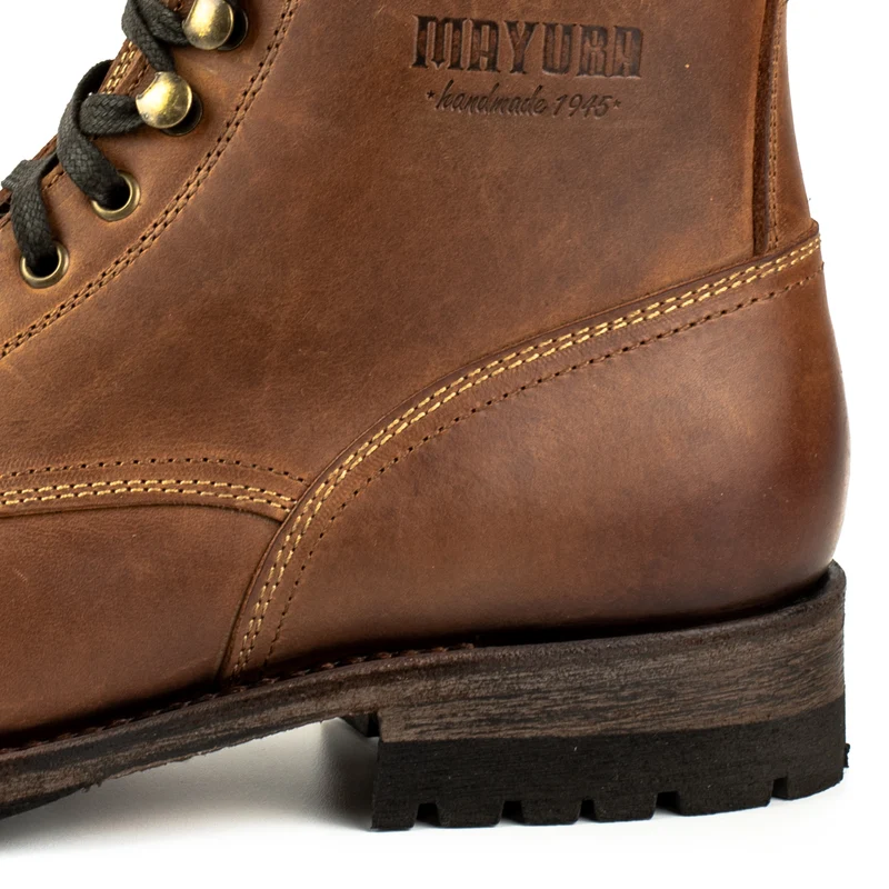 Handgefertigte urbane Schnürstiefel aus braunem Leder für Herren 2478