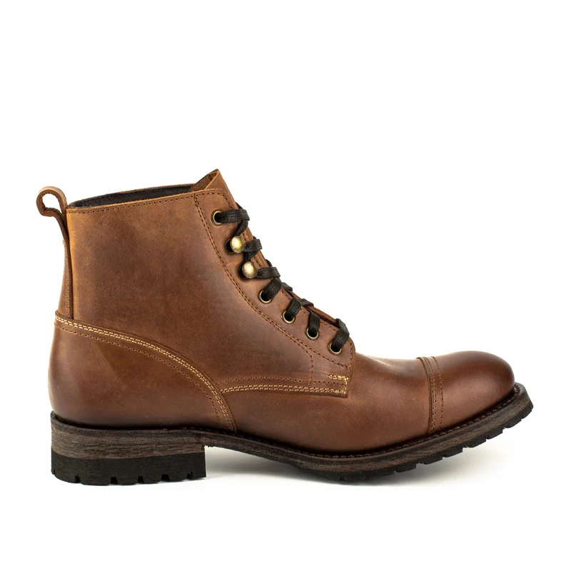 Handgefertigte urbane Schnürstiefel aus braunem Leder für Herren 2478