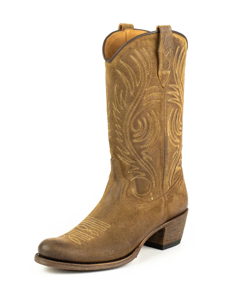 Westernstiefel Cowboystiefel für Damen, handgefertigt, Wildleder, Braun, 2526