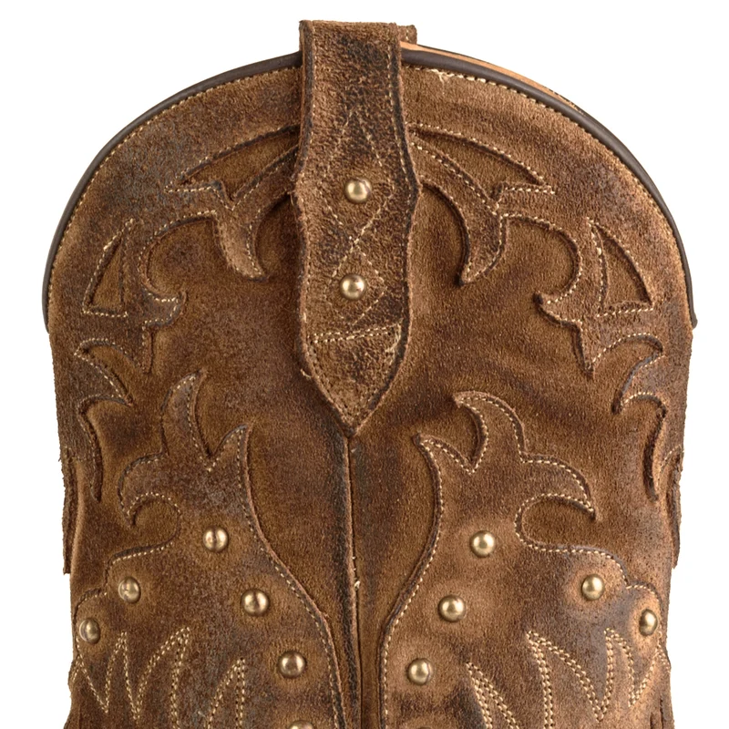 Westernstiefel CowboyStiefel für Damen handgefertigtes Wildleder mit Fransen, Braun 2475