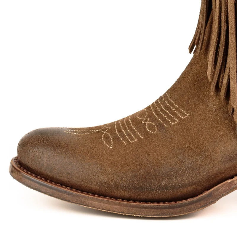 Westernstiefel CowboyStiefel für Damen handgefertigtes Wildleder mit Fransen, Braun 2475